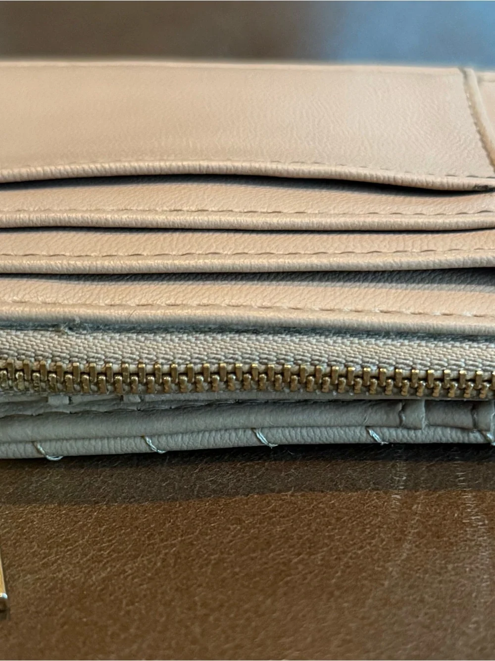 Steve Madden Cream Quilted Wristlet Clutch with Gold Detail